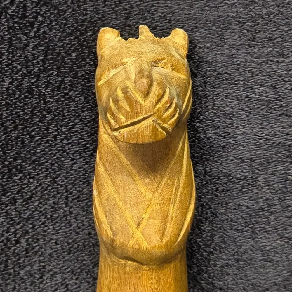 Vintage African Hand Carved Cheeta Large Wooden Spoon
